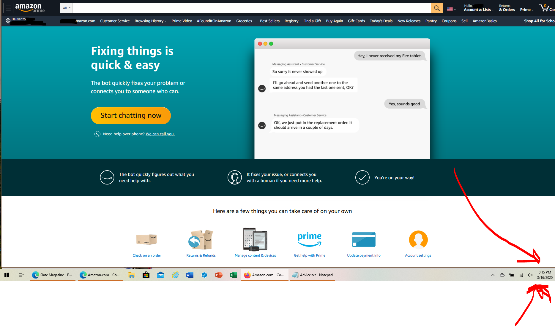 I am currently unable to contact Amazon customer service...