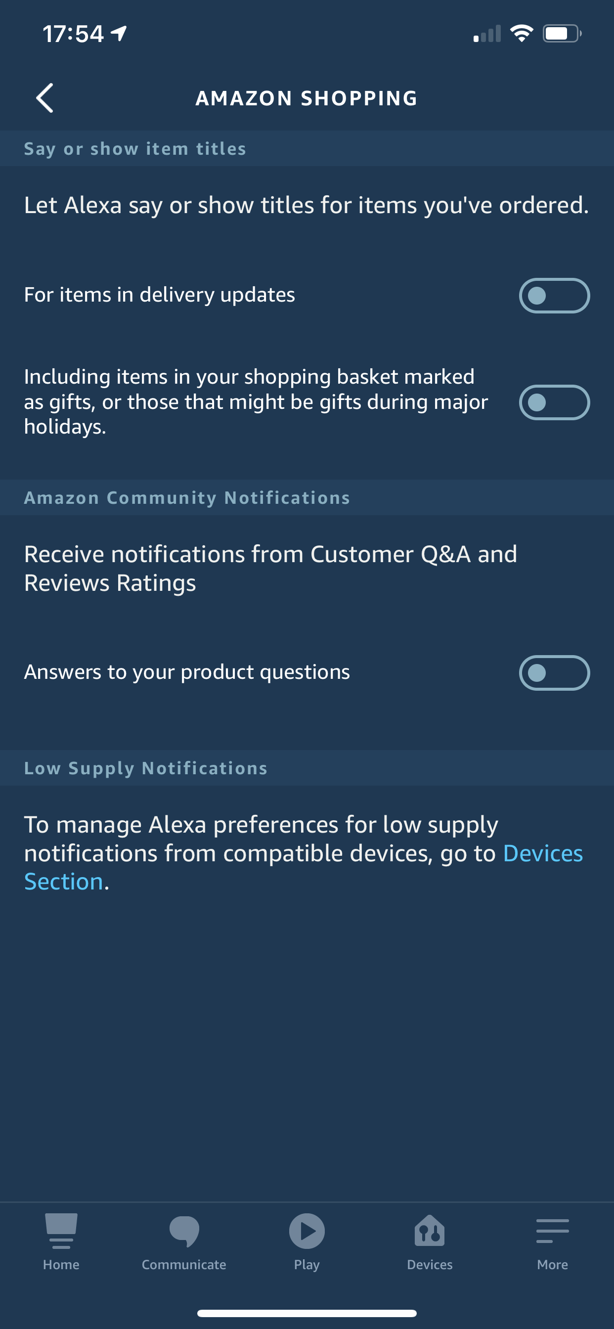 Cant turn off Amazon delivery notifications