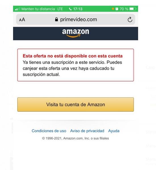 Suscripcion prime no disponible discount