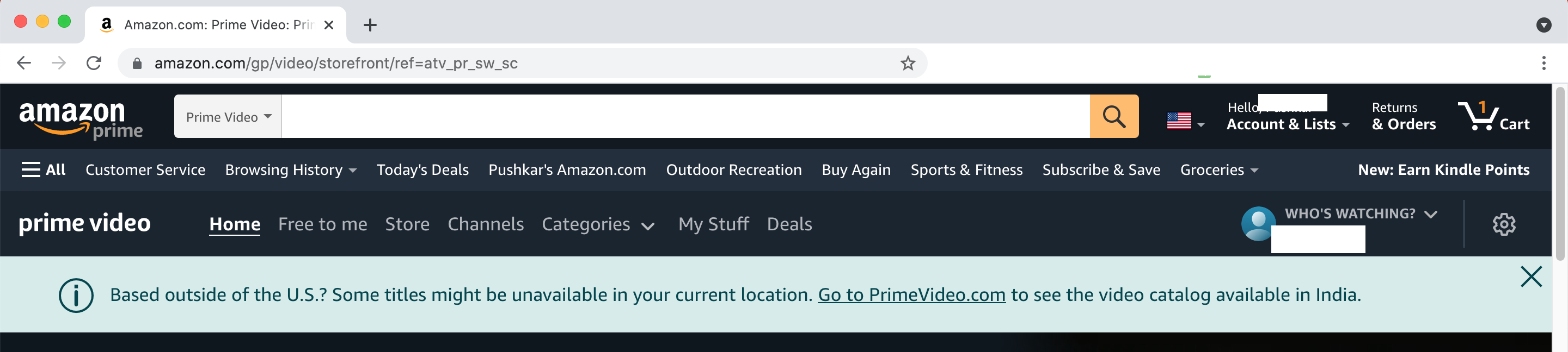 An issue in accessing the Amazon Prime Video account