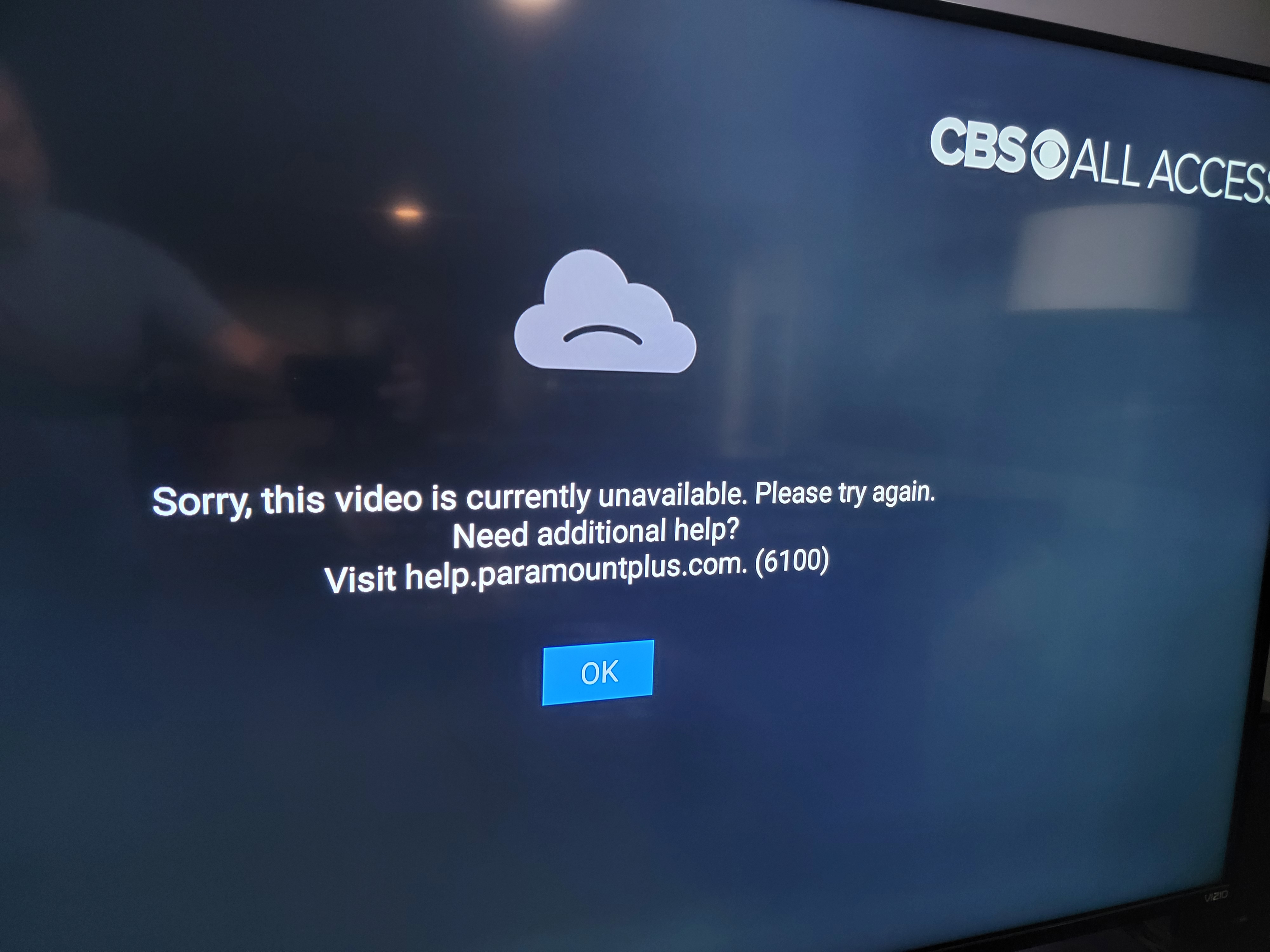 Paramount Plus Error Code 6100
