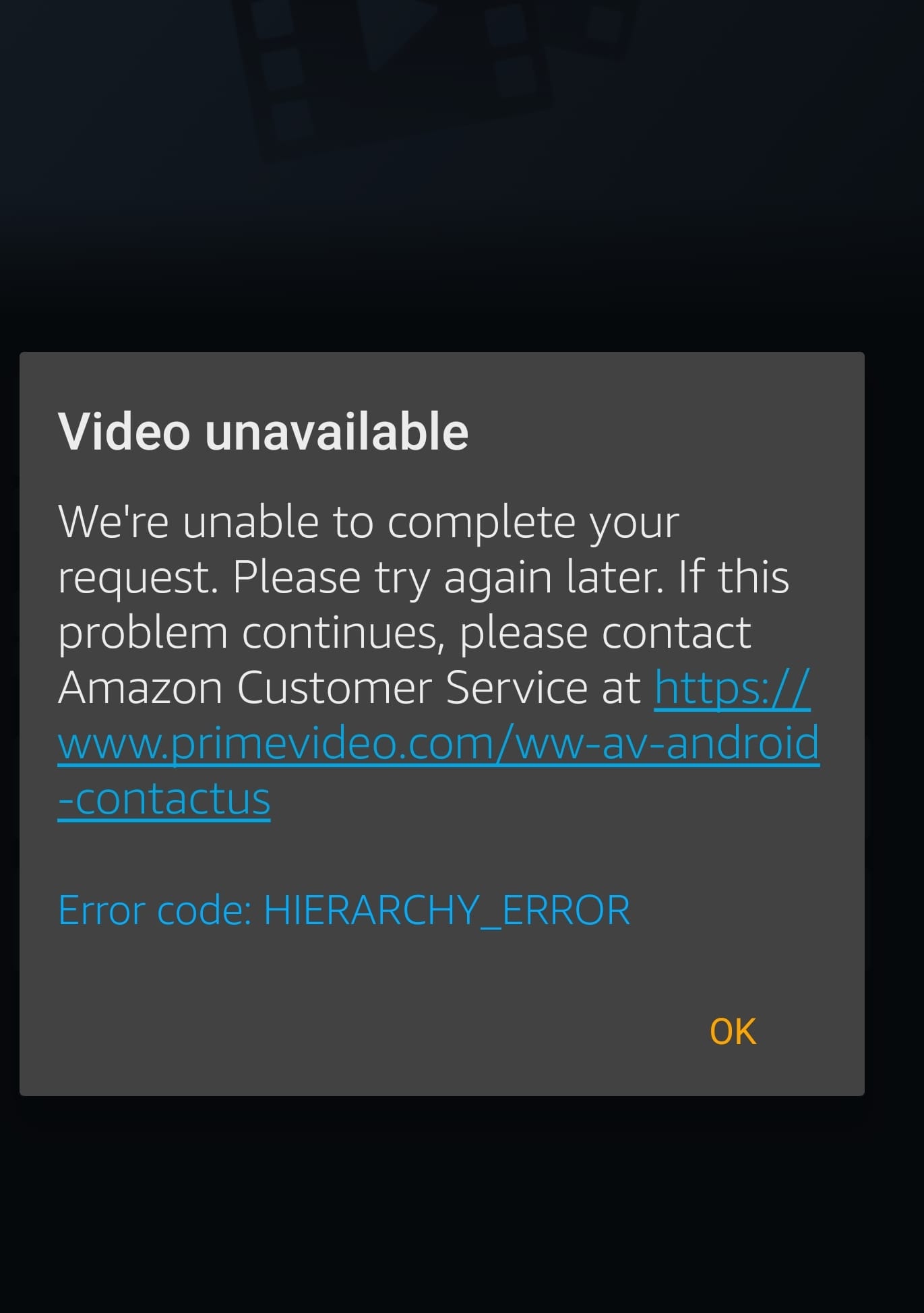 I am always getting "Error Code: Hierarchy_error" while trying to play ...