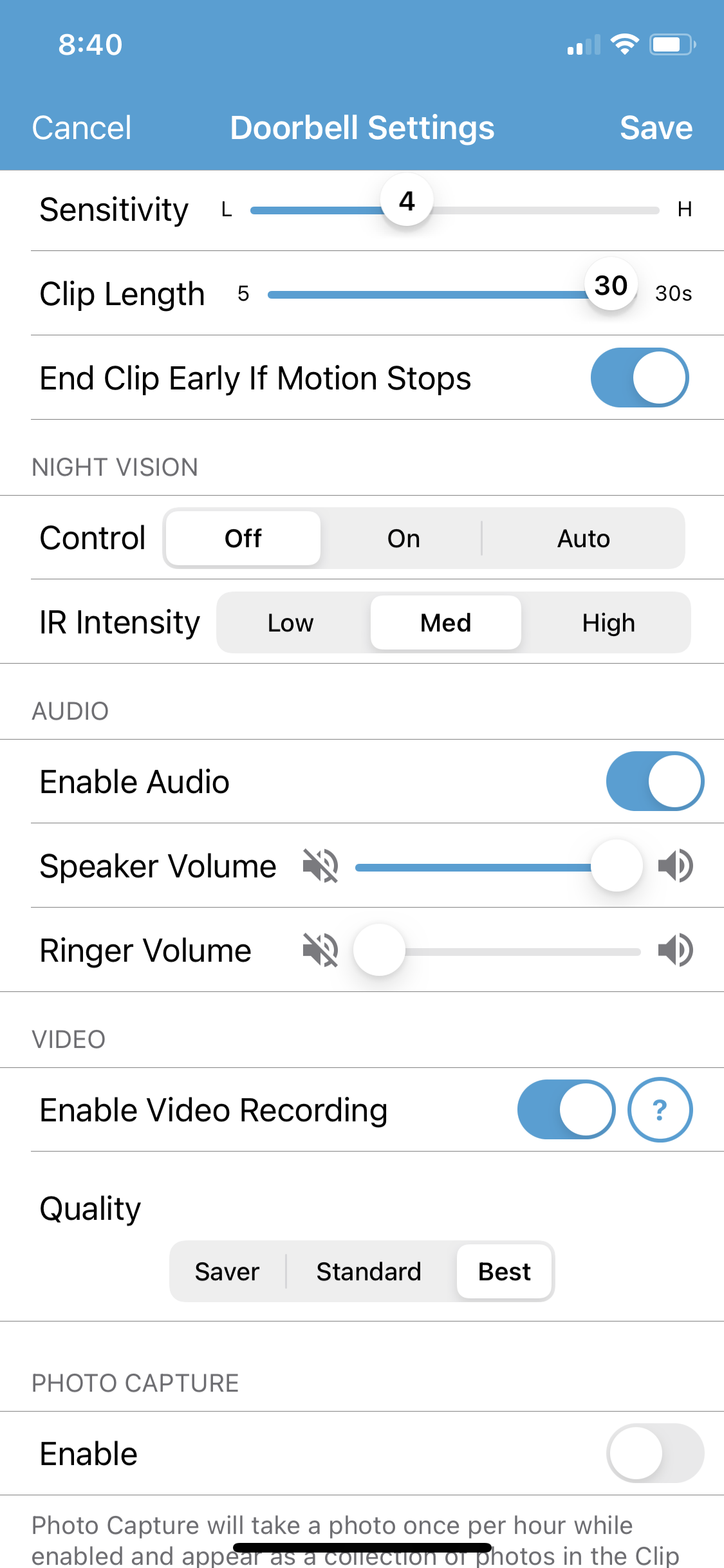 Turn off outdoor button chime or lower volume