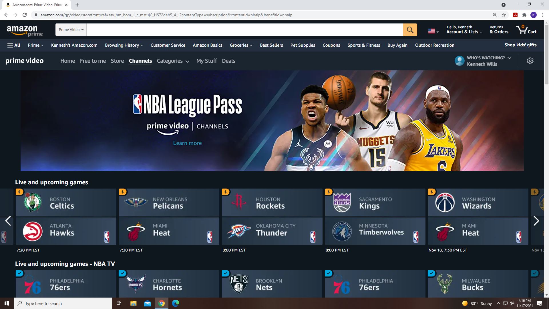 Watching recorded games with NBA League Pass subscription.
