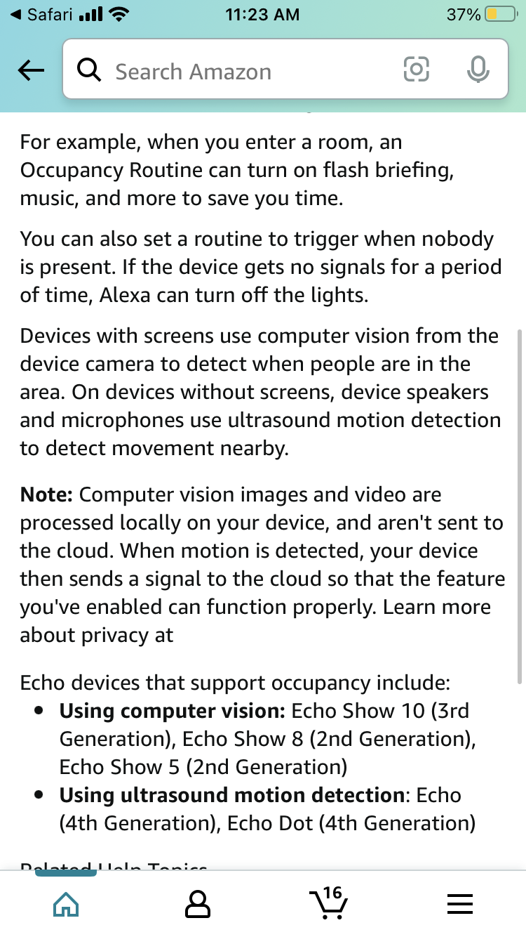 Echo Show 5 2nd gen 'motion detection'