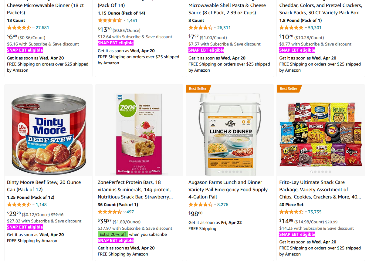 Snap ebt eligible items SEARH