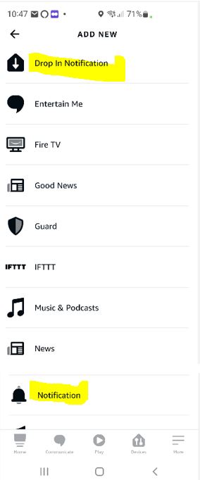 What is the difference between Notification and drop-in Notification?