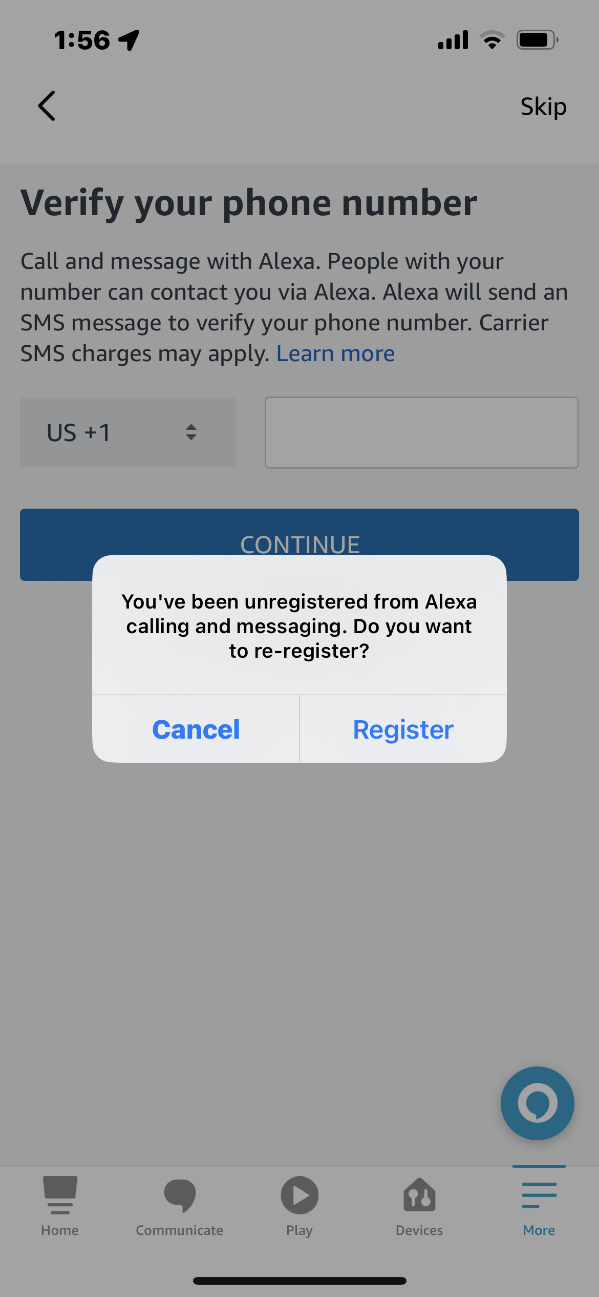 Alexa has unregistered my number requires 4 digit pin.