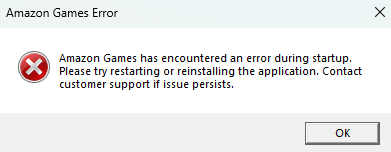 Amazon Games crashes when starting
