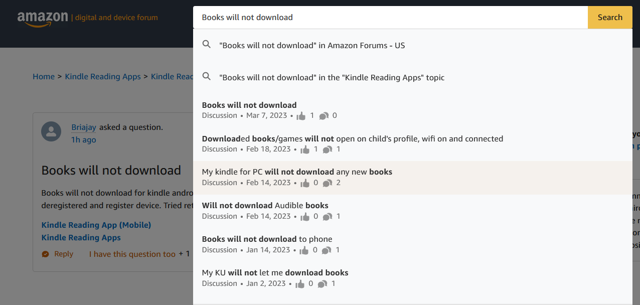 Books not downloading on Kindle for Android
