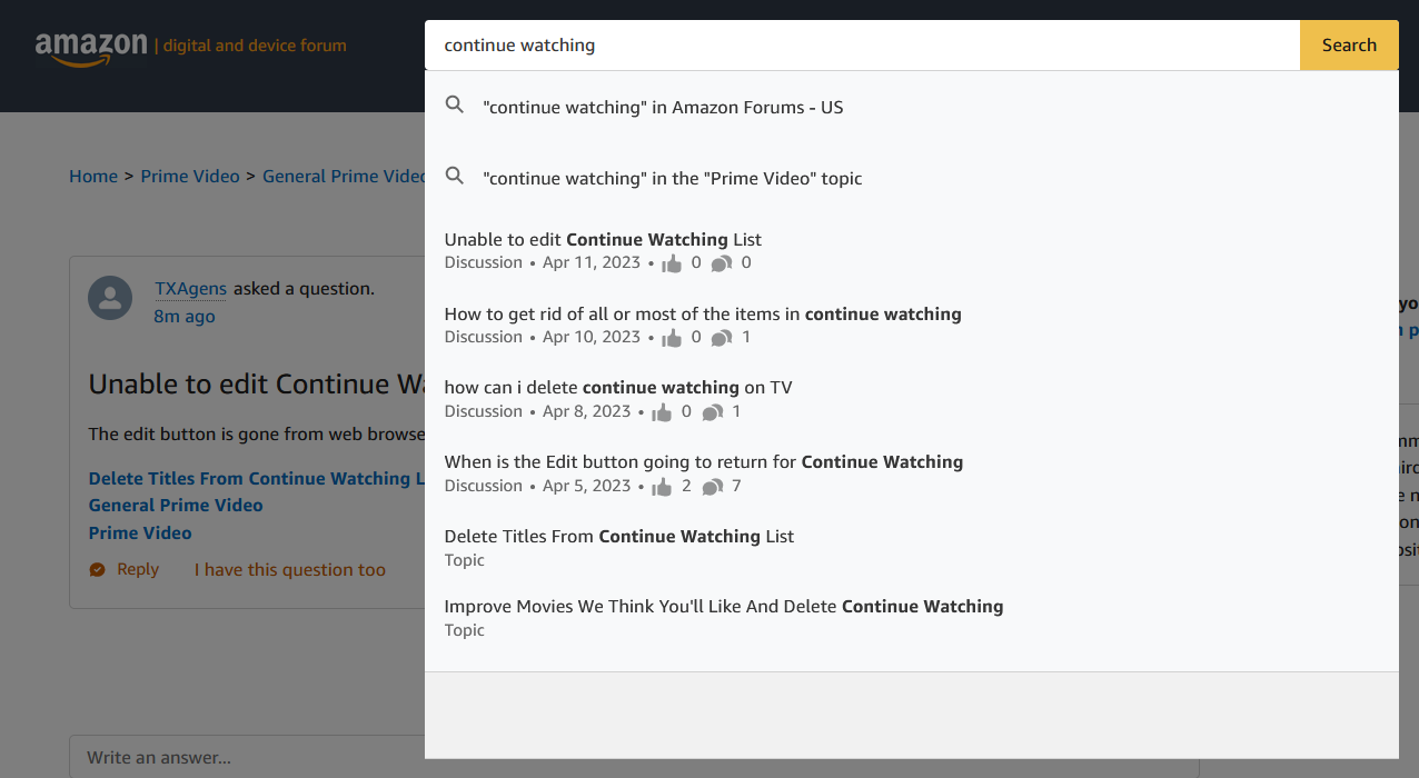 Unable to edit Continue Watching List