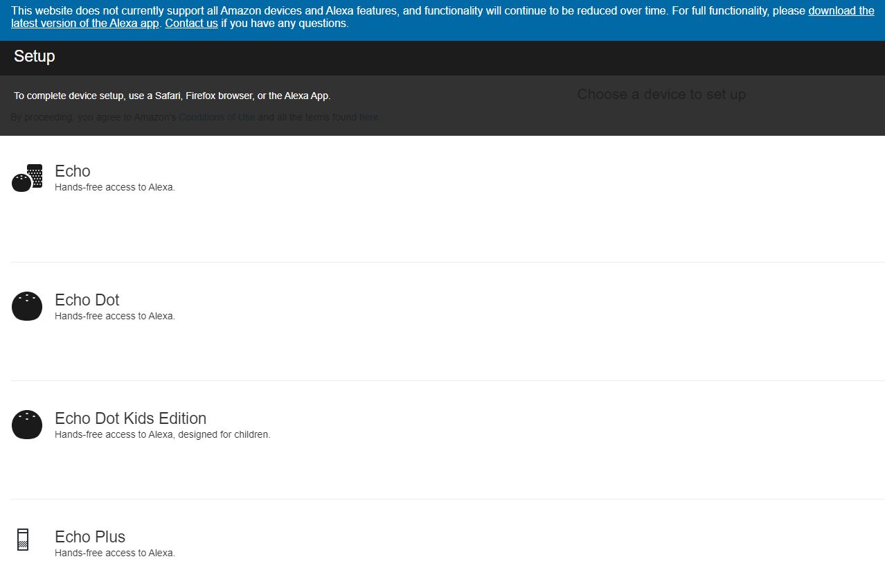 Alexa store web setup