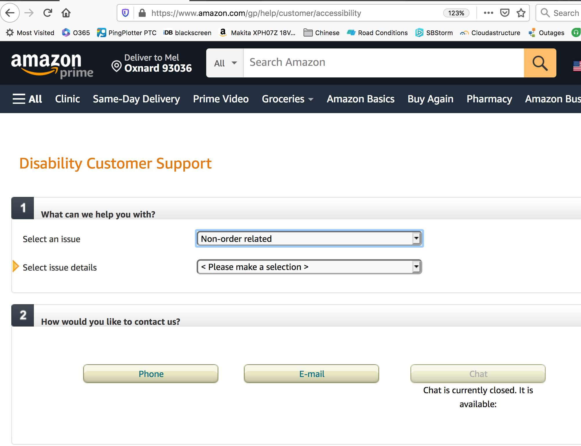 I am hearing impaired and need a way to contact Amazon agents.