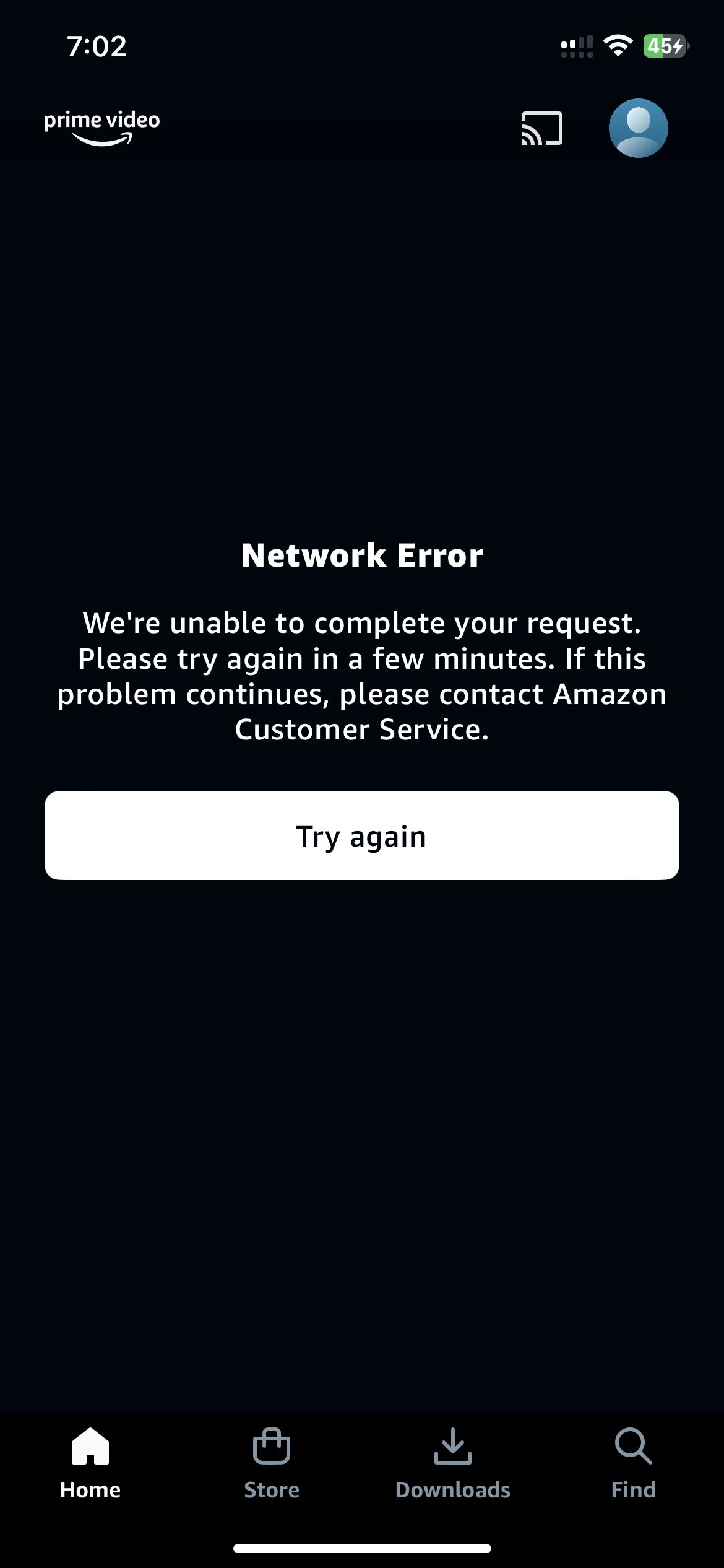 Prime Video not working. System trouble there