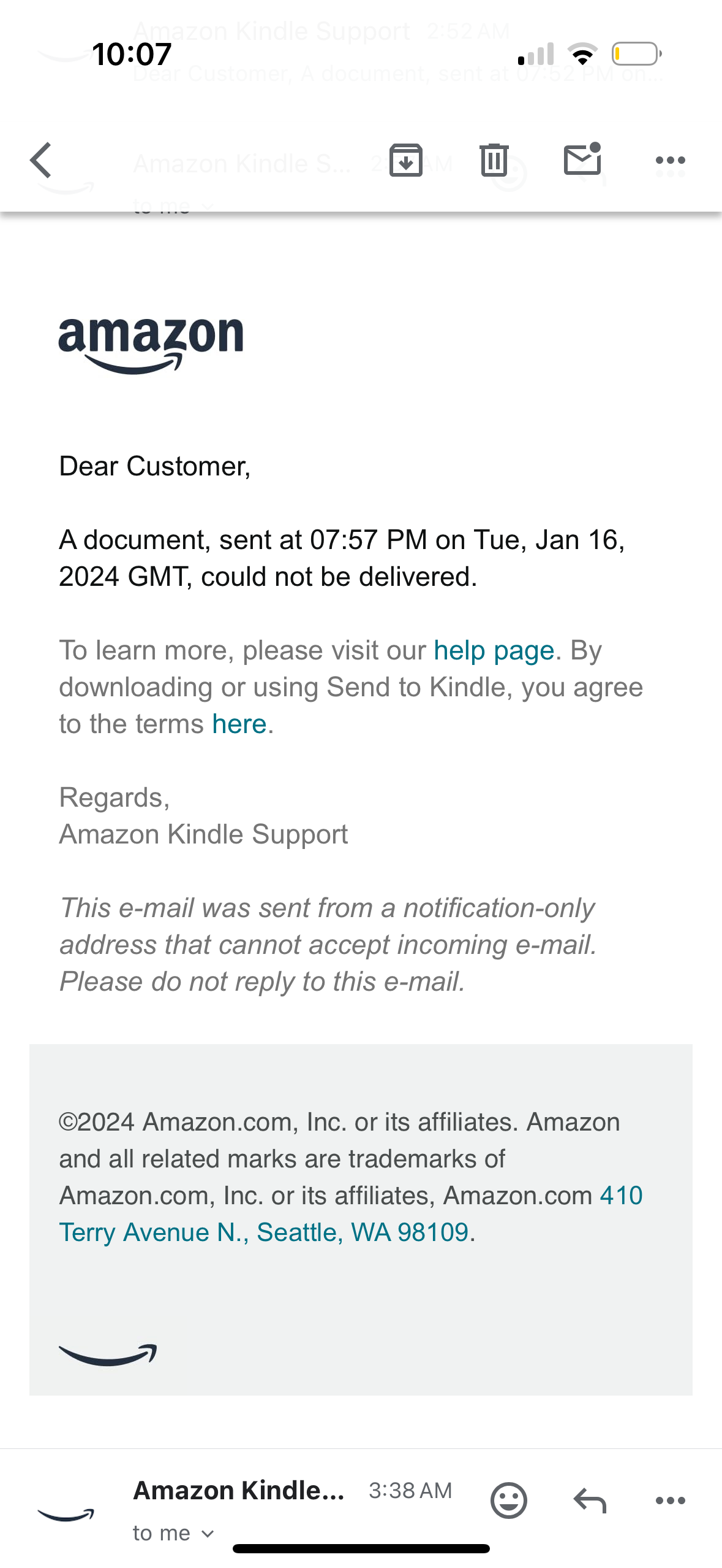 send to kindle enter a valid email or mobile number