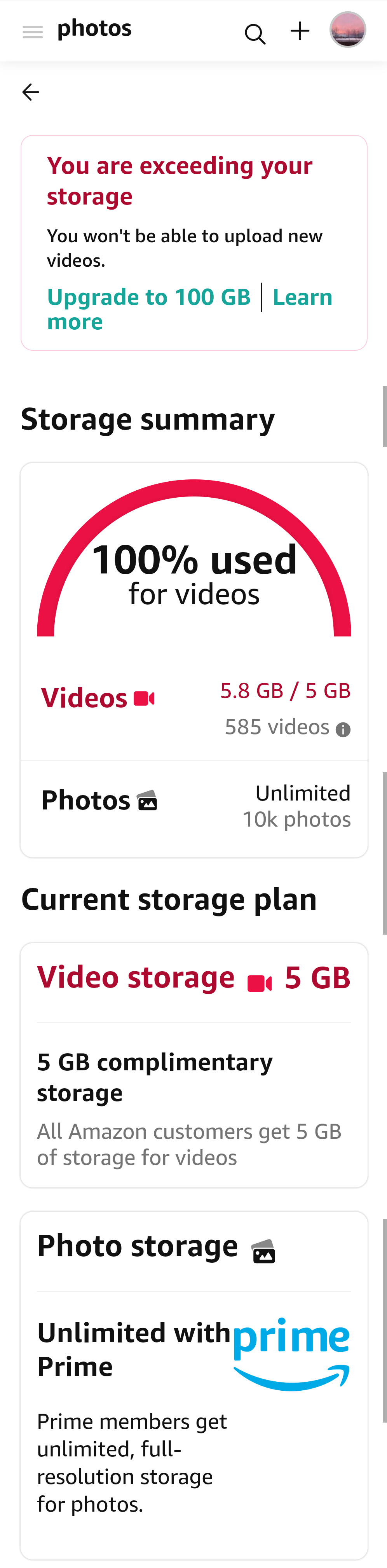 Amazon Photos Storage