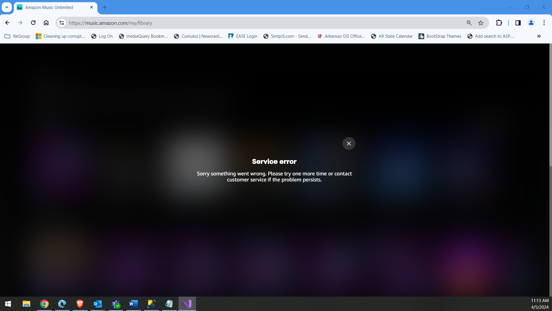 Regular Browser Streaming Issues Amazon Music Unlimited