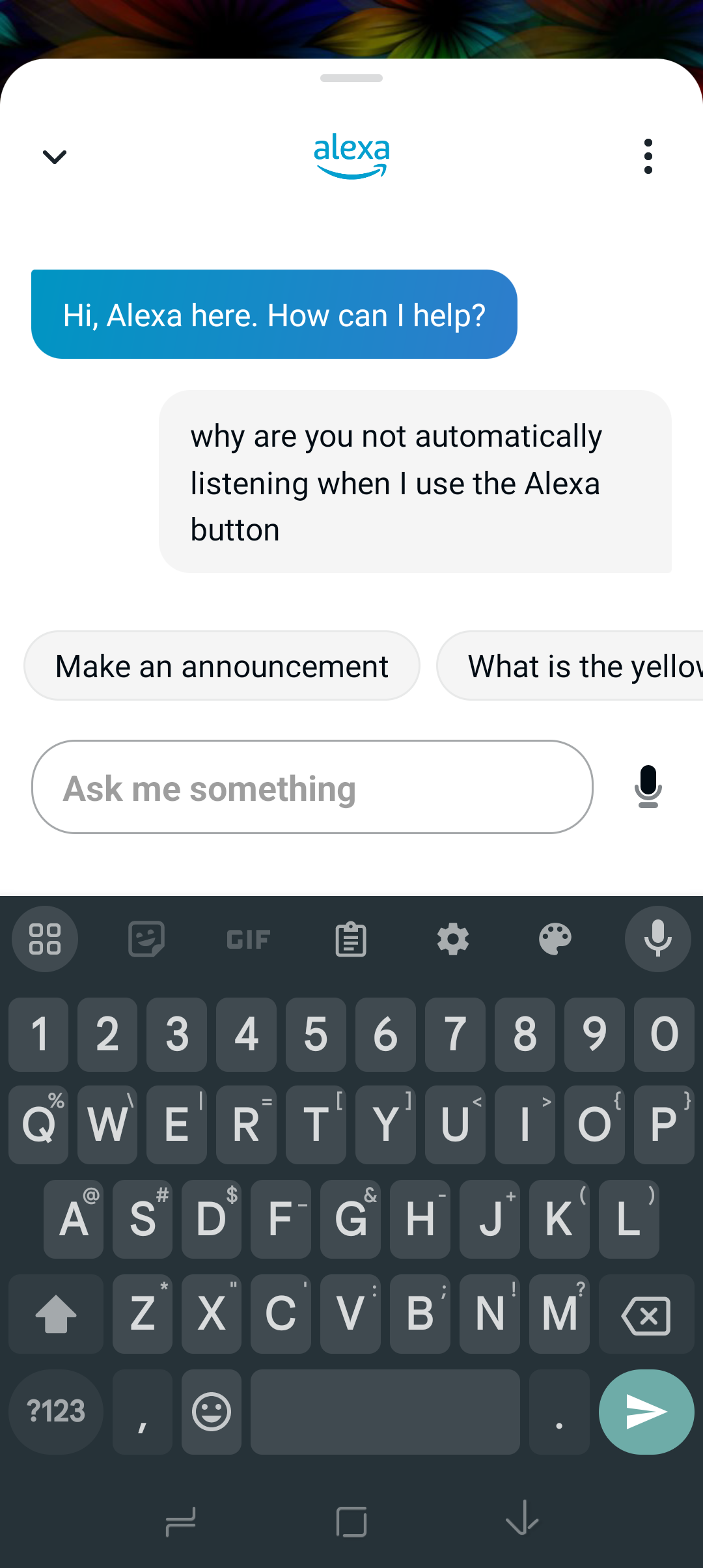Alexa not automatically listening after tapping shortcut or widget on phone