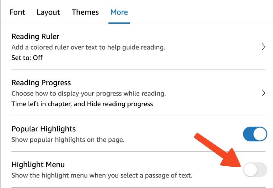 highlight menu setting not working