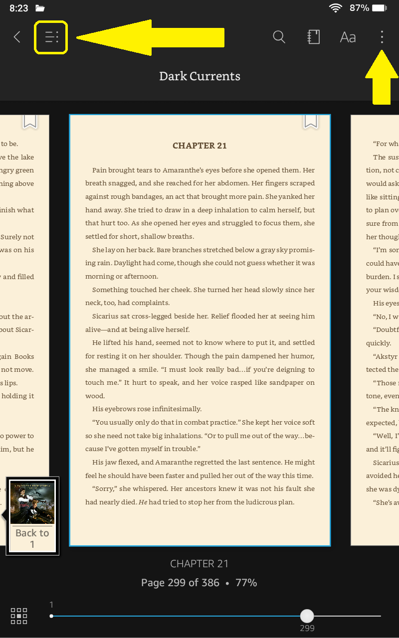 going to a different chapter or page