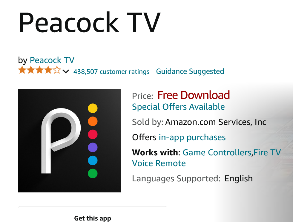 Can’t find peacock app on Fire HD 10 tablet