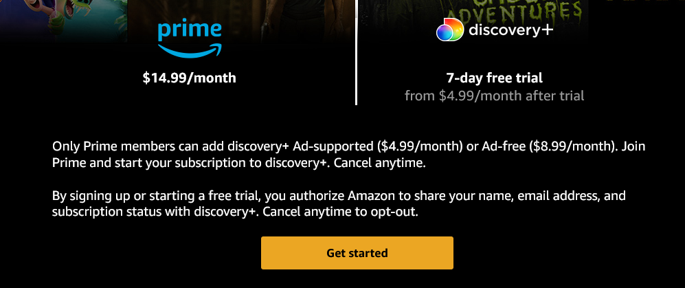 Can you get discovery channel on amazon prime discount