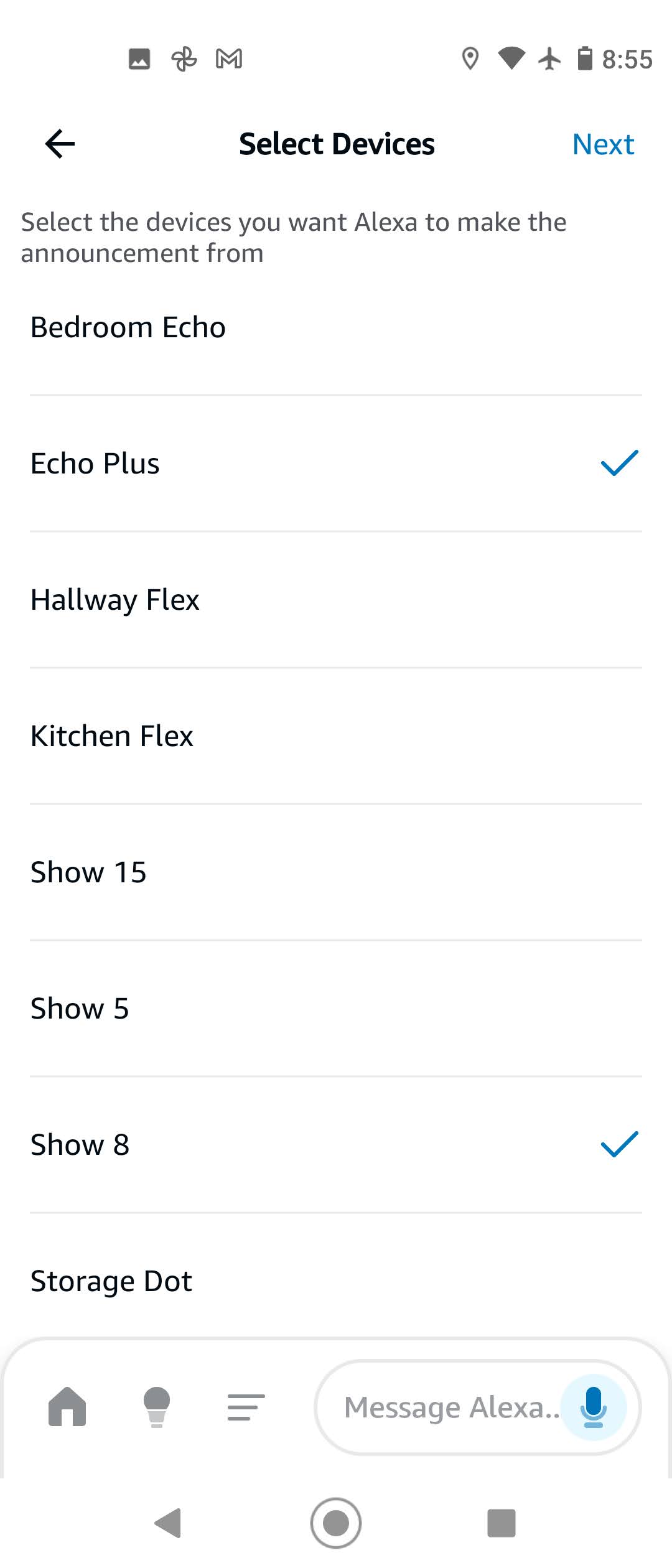 How to get both Echo Shows say a message inside a routine?