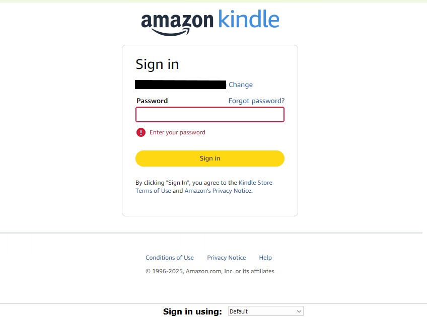 Passkey Sign in In - Kindle App Windows