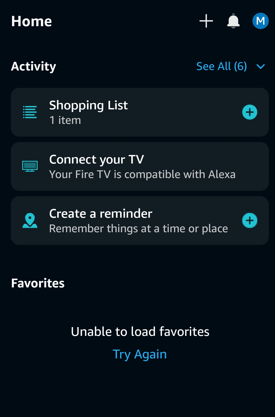 Alexa App Tiles Won't Load