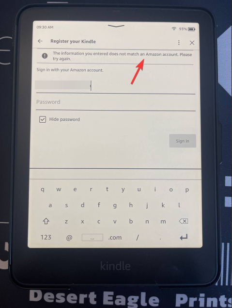 Unable to Sign In to Amazon Account on Kindle Paperwhite (12th Gen)