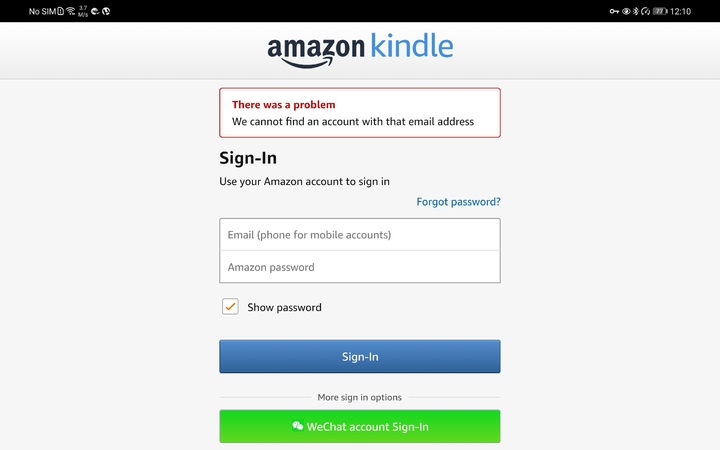I Cant Log Into My Kindle Account On My Android Tablet