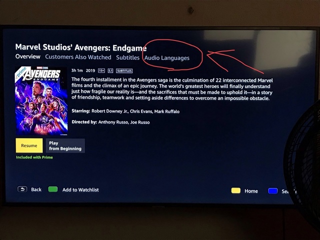 language change on smart tv prime video app