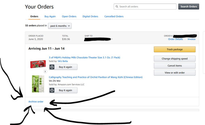 why can t i archive orders